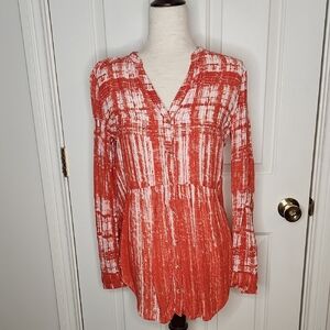 Maeve Calia Orange Abstract Tunic Top Size 8